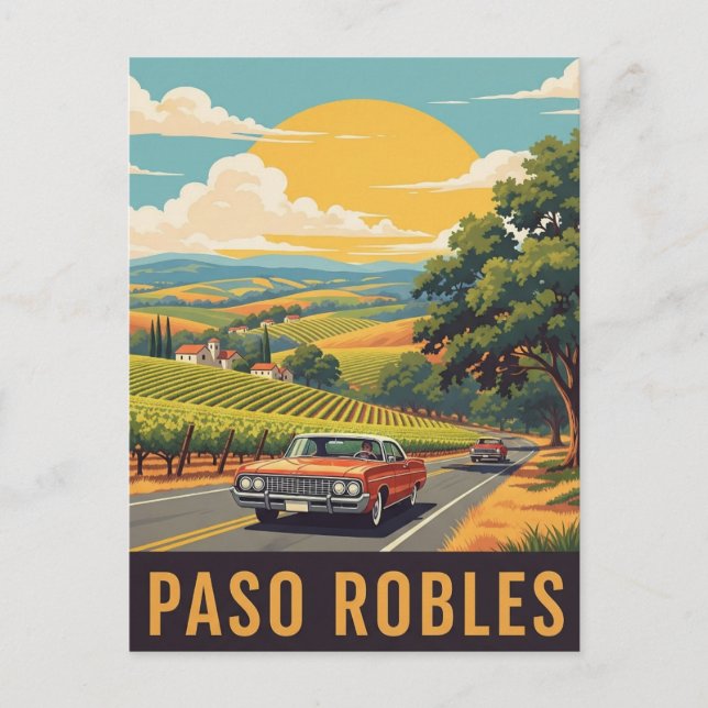 Vintage Paso Robles California Central Coast Postcard (Front)