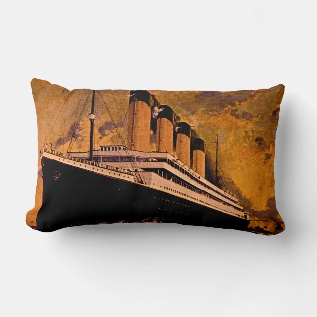 Vintage Passenger Ocean Liner Titanic Cunard Lumbar Pillow (Front)