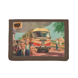 Vintage Passengers on Vacation at the Bus Depot Trifold Wallet