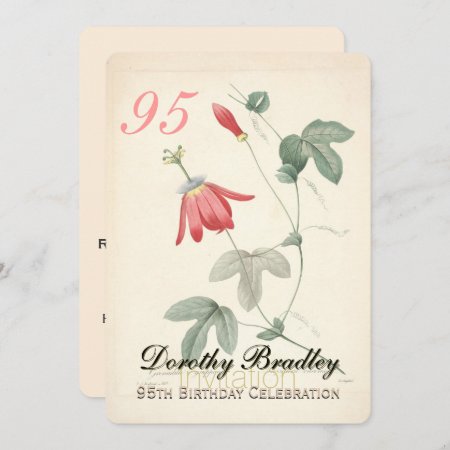 Vintage Passiflora 95th Birthday Party Invitation