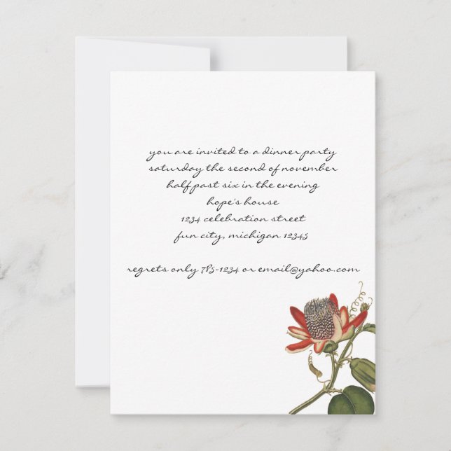 Vintage Passion Flower Invitation (Front)