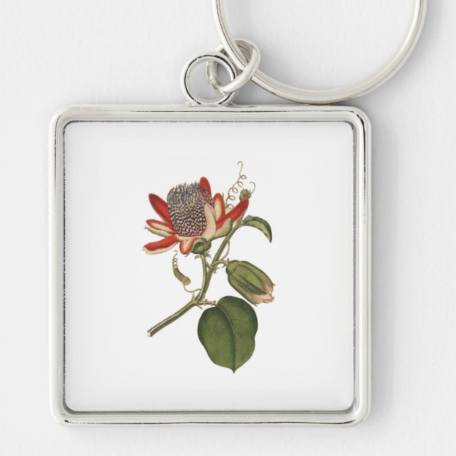 Vintage Passion Flower Keychain (Front)