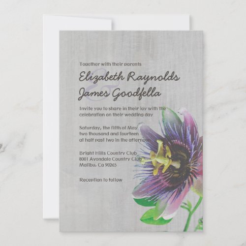Vintage Passion Flowers Wedding Invitations