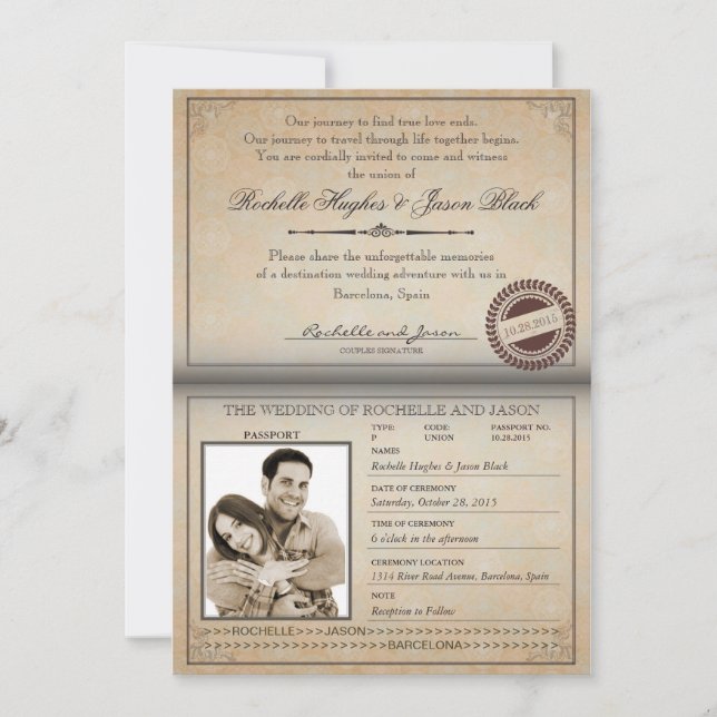 Vintage Passport Invitation (Front)