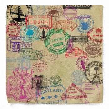 Vintage Passport Stamps Bandana by JCDesignsUK at Zazzle