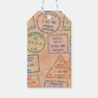 Vintage Passport Stamps Colorful Travel Ephemera Gift Tags