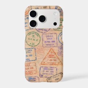 Vintage Passport Stamps Colorful Travel Ephemera iPhone 17 Pro Case