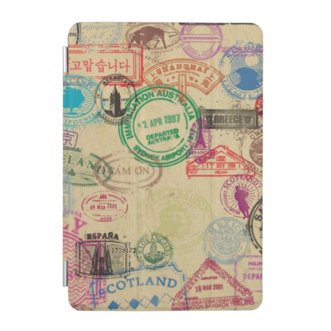 Vintage Passport Stamps iPad Smart Cover (Front)