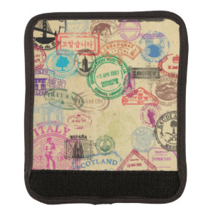 Vintage Passport Stamps Luggage Handle Wrap