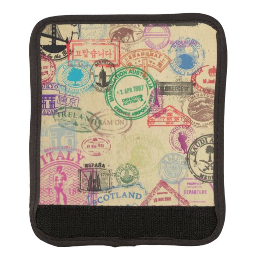 Vintage Passport Stamps Luggage Handle Wrap