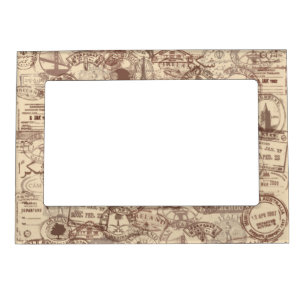Vintage Passport Stamps Photo Frame