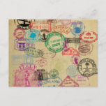 Vintage Passport Stamps Postcard at Zazzle