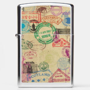 Vintage Passport Stamps Zippo Lighter