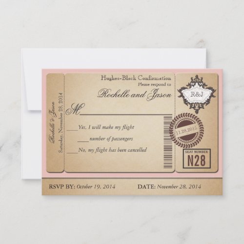 Vintage Passport Ticket RSVP