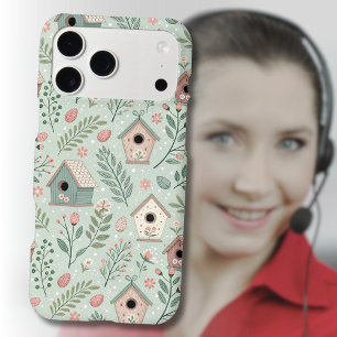 Vintage Pastel Birdhouses with Floral Blooms iPhone 17 Pro Max Case