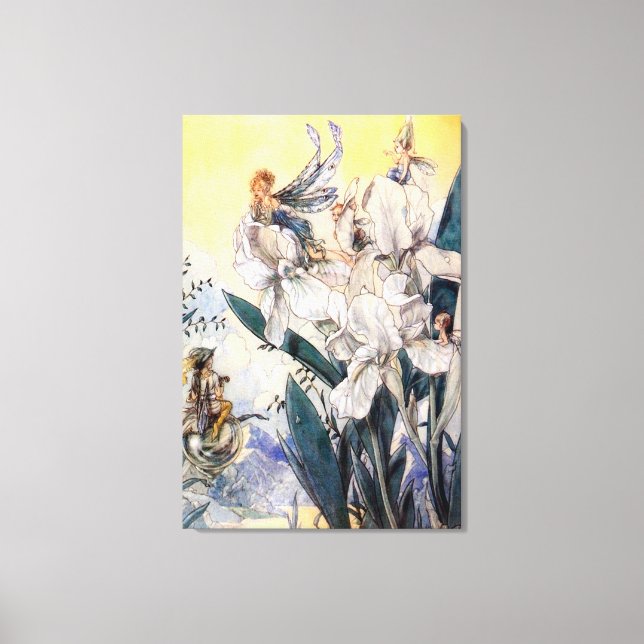 Vintage Pastel Blue Fairies Canvas Print (Front)