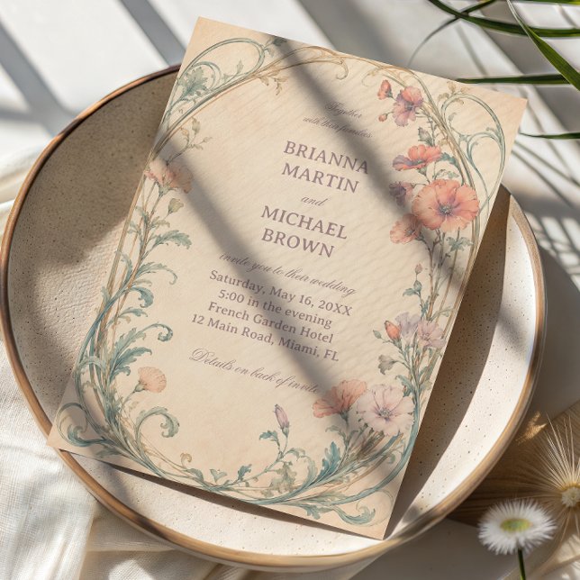 Vintage Pastel Botanical Elegant Invitation (Creator Uploaded)