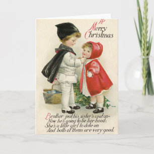 Vintage pastel color Christmas children typography Holiday Card