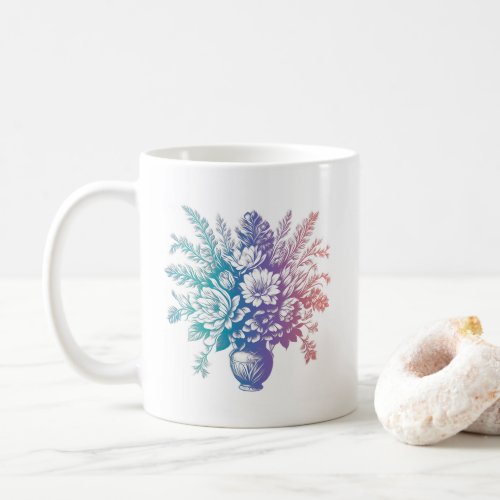 Vintage Pastel Colorful Floral Design Coffee Mug