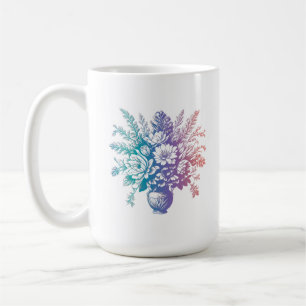 Vintage Pastel Colorful Floral Design Coffee Mug