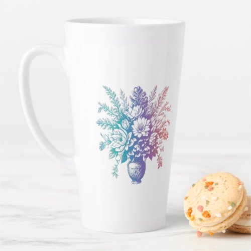Vintage Pastel Colorful Floral Design Latte Mug