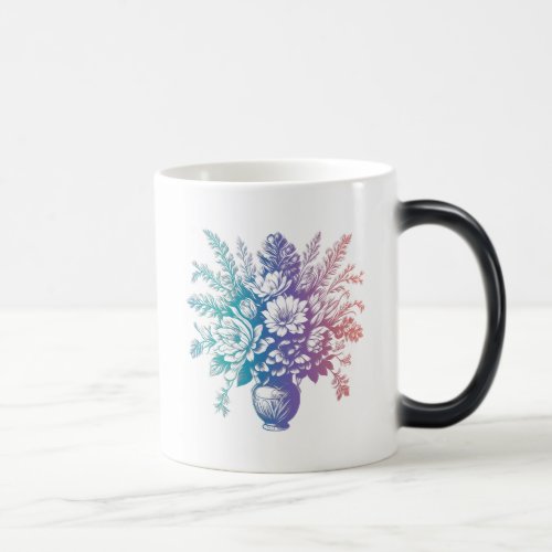 Vintage Pastel Colorful Floral Design Magic Mug