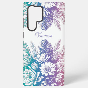 Vintage Pastel Colorful Floral Design Samsung Galaxy S22 Ultra Case