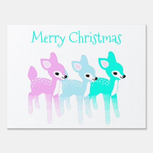 Vintage Pastel Deer Cute Christmas Custom Sign