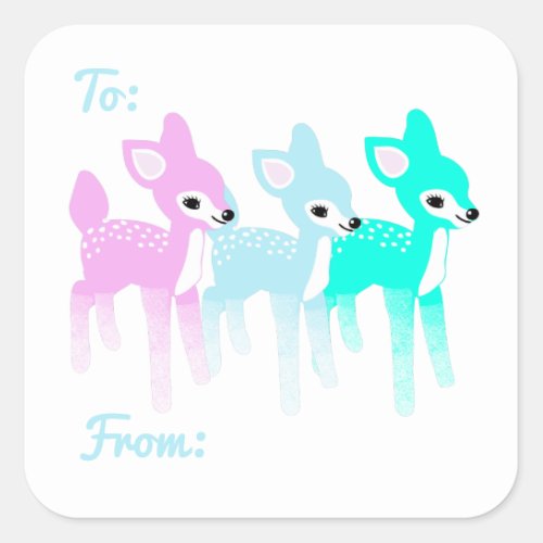 Vintage Pastel Deer Cute Christmas Gift Tag