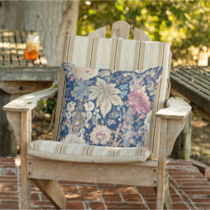 Vintage Pastel Floral Art Woldflower Outdoor Pillow