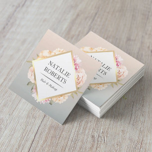 Vintage Pastel Floral Beauty Salon Hair Stylist Square Business Card