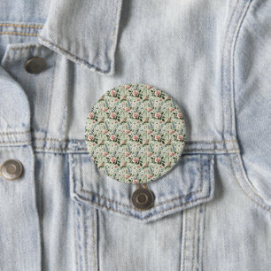 Vintage Pastel Floral Botanical Pattern Button