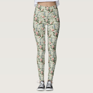 Vintage Pastel Floral Botanical Pattern Leggings