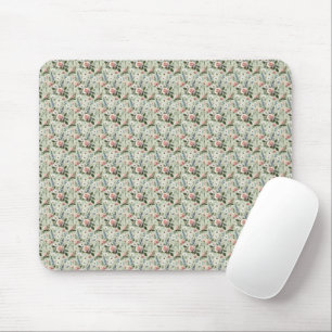 Vintage Pastel Floral Botanical Pattern Mouse Pad