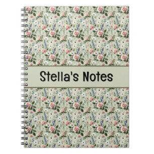 Vintage Pastel Floral Botanical Pattern Notebook