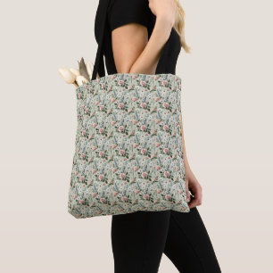 Vintage Pastel Floral Botanical Pattern Tote Bag