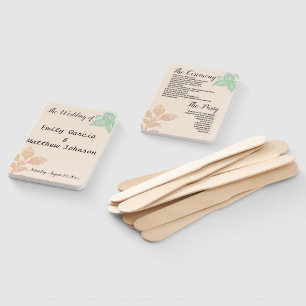 Vintage Pastel Floral Peach Green Wedding Program Hand Fan