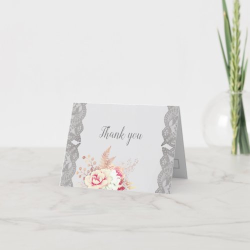 Vintage Pastel Floral Rose Thank You Card