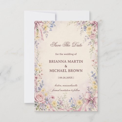 Vintage Pastel Floral Save The Date