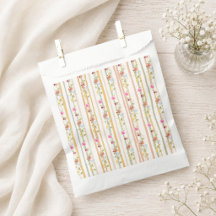 Vintage Pastel Floral Stripe Favor Bag