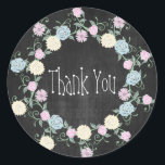 Vintage Pastel Floral Wreath Thank You Classic Round Sticker<br><div class="desc">Stickers. Can also be added to the back of your envelopes. ✔Note: Not all template areas need changed. 📌If you need further customization, please click the "Click to Customize further" or "Customize or Edit Design"button and use our design tool to resize, rotate, change text color, add text and so much...</div>