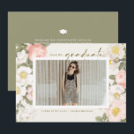 Vintage Pastel Flowers Beige Photo Graduation Invitation<br><div class="desc">Invite family and friends to your graduation with this customizable class of 2022 floral graduation invitation. It features vintage pastel flowers on beige background. Personalize this botanical graduation invitation by adding a photo,  name,  school and other details. This vintage floral photo graduation invitation is available in other cardstock.</div>