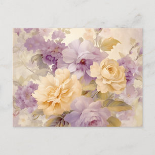 Vintage Pastel Garden Flowers  Postcard