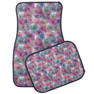 Vintage Pastel Green and Pink Spring Floral Car Floor Mat