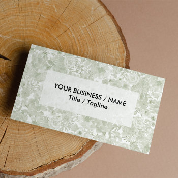 Vintage Pastel Green Watercolor Bohemian Floral Business Card by kicksdesign at Zazzle