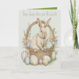 Vintage Pastel Happy Easter Bunny Grandparents 