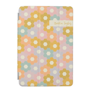 Vintage Pastel Hexagon Geometric Personalized Name iPad Mini Cover