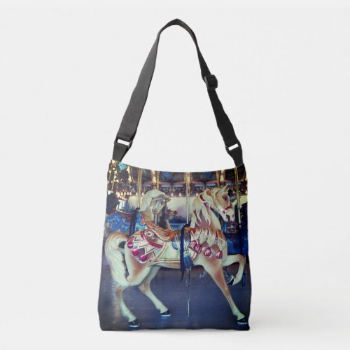 Vintage Pastel Merry Go Round Carousel Photo Crossbody Bag