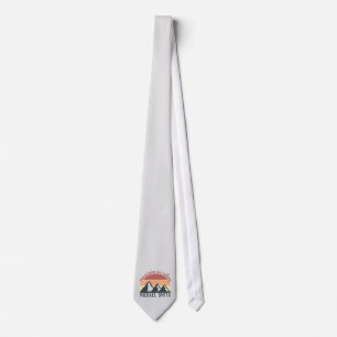 Vintage pastel mountains are calling monogram gray neck tie