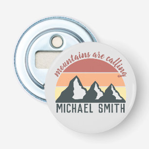 Vintage pastel mountains are calling monogram grey bottle opener